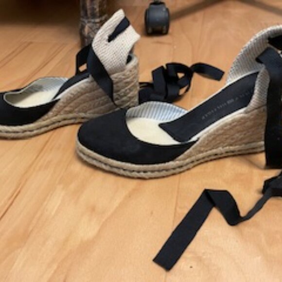 Tommy Hilfiger lace up espadrilles black/beige combo size 6.5M - Picture 4 of 13